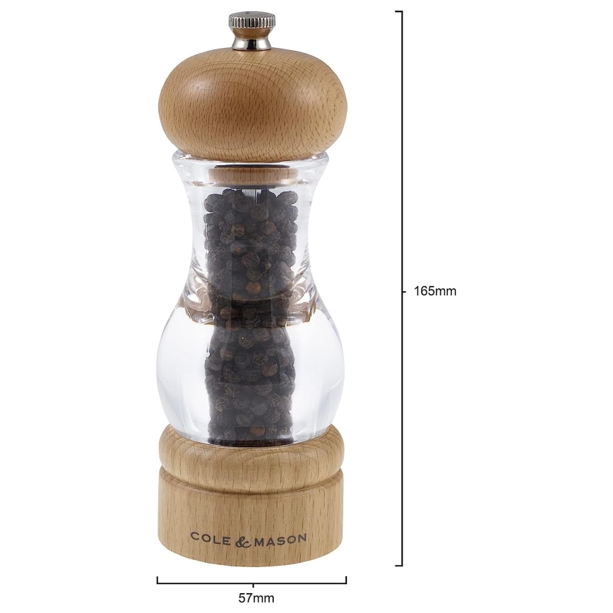 Cole&Mason - Conjunto de moedores de sal grosso e pimenta BEECH 2 pçs faia 16,5 cm
