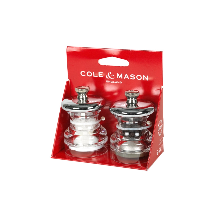Cole&Mason - Conjunto de moedores de sal grosso e pimenta BUTTON 2 pçs 6,5 cm