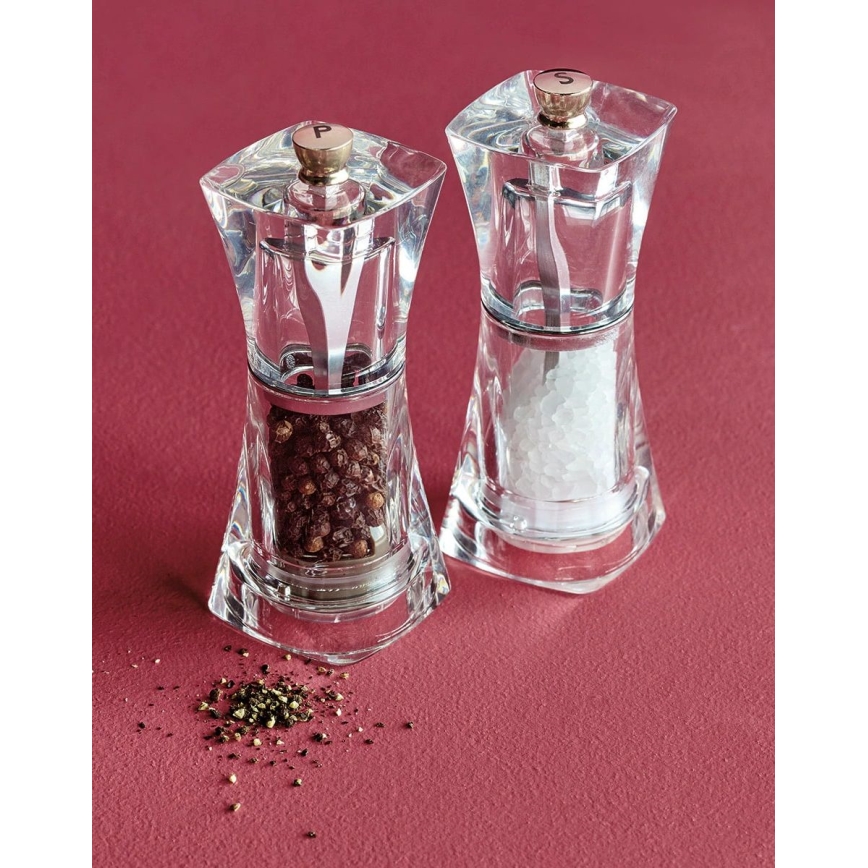 Cole&Mason - Conjunto de moedores de sal grosso e pimenta CRYSTAL 2 pçs 12,5 cm