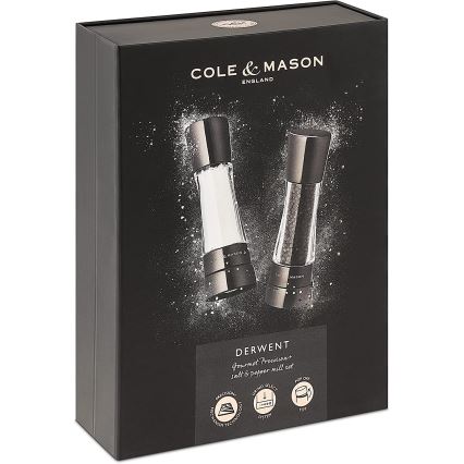 Cole&Mason - Conjunto de moedores de sal grosso e pimenta DERWENT 2 pçs 19 cm antracite