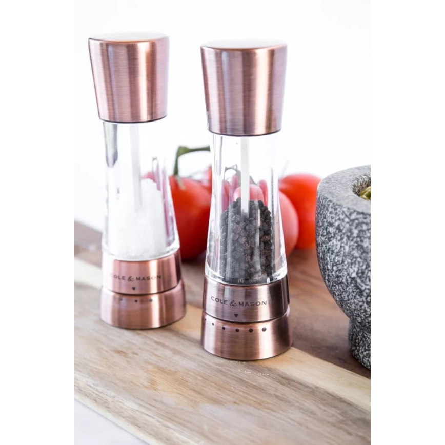 Cole&Mason - Conjunto de moedores de sal grosso e pimenta DERWENT 2 pçs 19 cm cobre