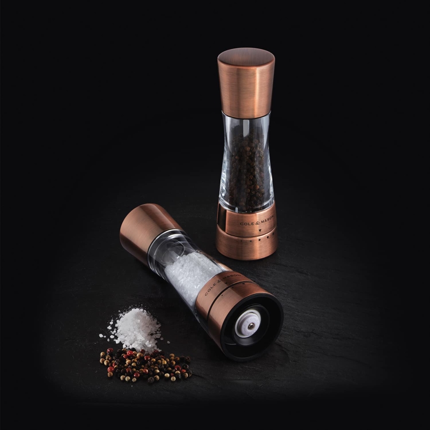 Cole&Mason - Conjunto de moedores de sal grosso e pimenta DERWENT 2 pçs 19 cm cobre
