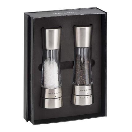 Cole&Mason - Conjunto de moedores de sal grosso e pimenta DERWENT 2 pçs 19 cm cromado brilhante