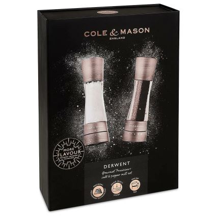 Cole&Mason - Conjunto de moedores de sal grosso e pimenta DERWENT 2 pçs 19 cm cromado mate