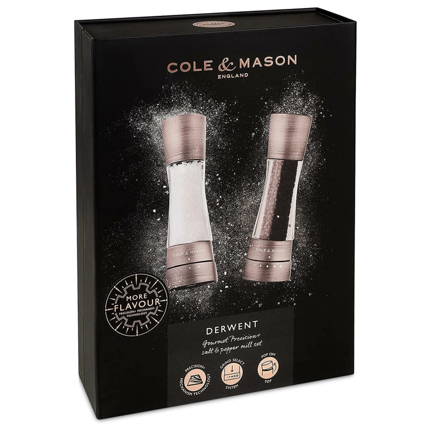 Cole&Mason - Conjunto de moedores de sal grosso e pimenta DERWENT 2 pçs 19 cm cromado mate