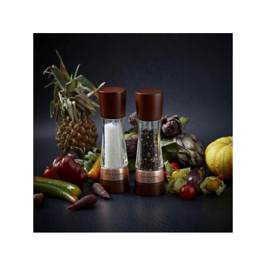 Cole&Mason - Conjunto de moedores de sal grosso e pimenta DERWENT 2 unid. 19 cm faia/castanho