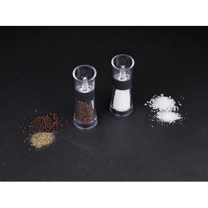 Cole&Mason - Conjunto de moedores de sal grosso e pimenta FLIP 2 pçs 15,4 cm preto