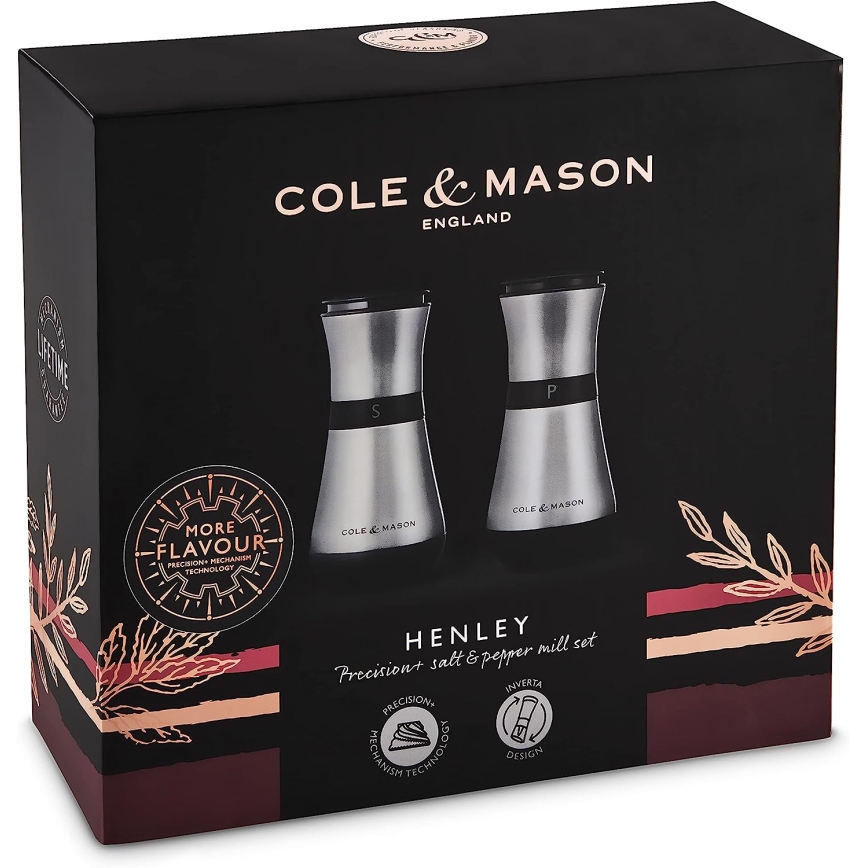 Cole&Mason - Conjunto de moedores de sal grosso e pimenta HENLEY 2 pçs 13,5 cm