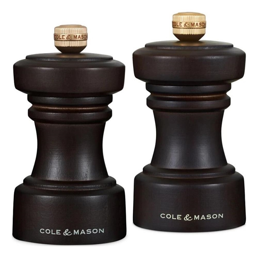 Cole&Mason - Conjunto de moedores de sal grosso e pimenta HOXTON 2 unid. 10,4 cm faia/castanho