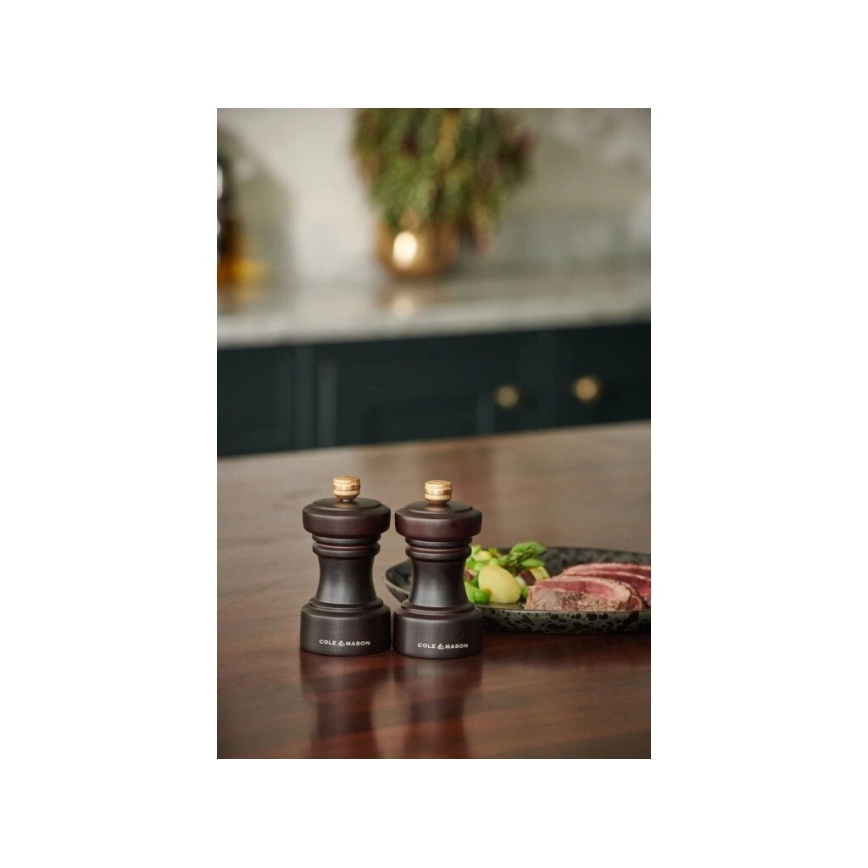 Cole&Mason - Conjunto de moedores de sal grosso e pimenta HOXTON 2 unid. 10,4 cm faia/castanho