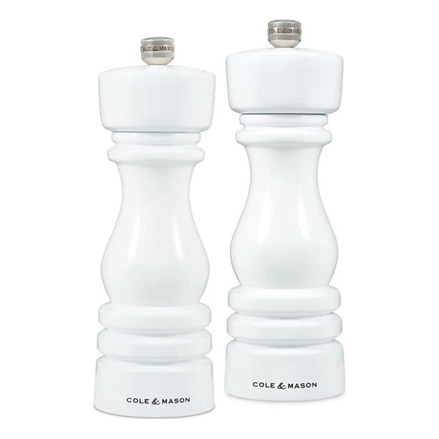 Cole&Mason - Conjunto de moedores de sal grosso e pimenta LONDON 2 unid. 18 cm faia/branco