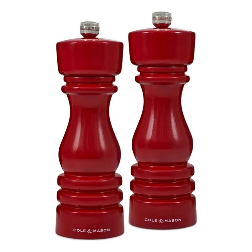 Cole&Mason - Conjunto de moedores de sal grosso e pimenta LONDON 2 unid. 18 cm faia/vermelho