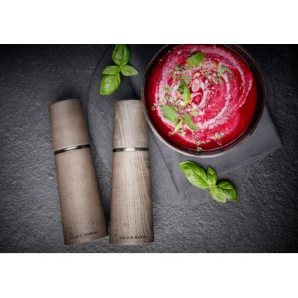 Cole&Mason - Conjunto de moedores de sal grosso e pimenta MARLOW faia 2 pçs 18,5 cm