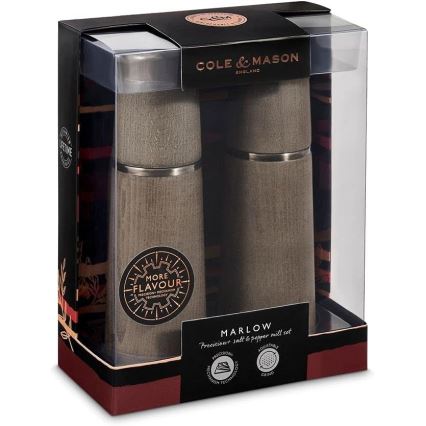Cole&Mason - Conjunto de moedores de sal grosso e pimenta MARLOW faia 2 pçs 18,5 cm