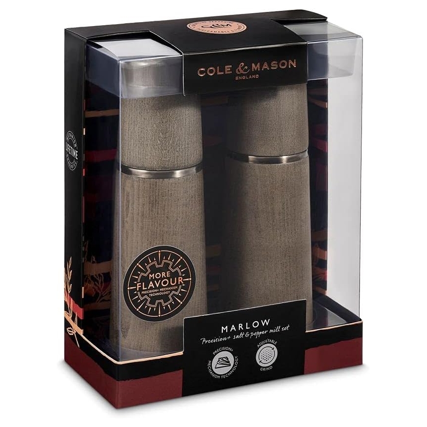 Cole&Mason - Conjunto de moedores de sal grosso e pimenta MARLOW faia 2 pçs 18,5 cm