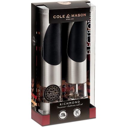 Cole&Mason - Conjunto de moedores elétricos de sal e pimenta RICHMOND 2 pçs 6xAAA