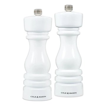 Cole&Mason - Conjunto de moinhos de sal e pimenta LONDON 2 peças 18 cm faia/branco