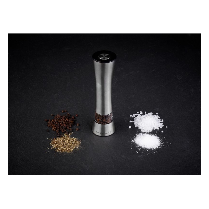 Cole&Mason - Elétrico salt or pepper grinder BURFORD 4xAAA 18 cm cromado mate