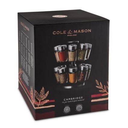 Cole&Mason - Prateleira rotativa com frascos de especiarias MASTER 17 pçs