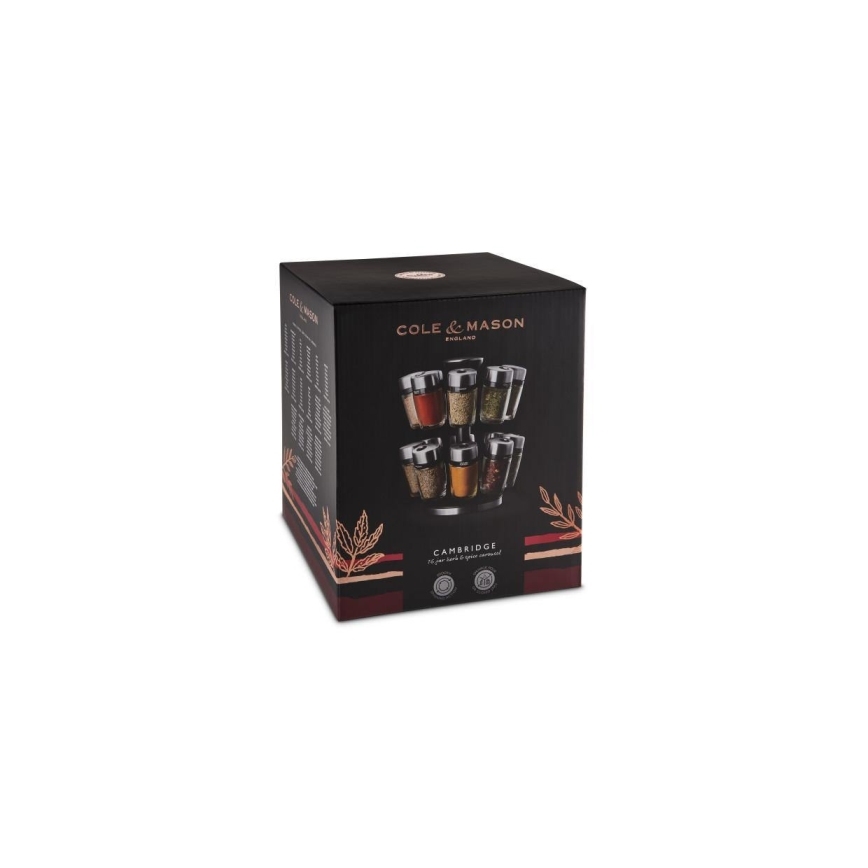 Cole&Mason - Prateleira rotativa com frascos de especiarias MASTER 17 pçs