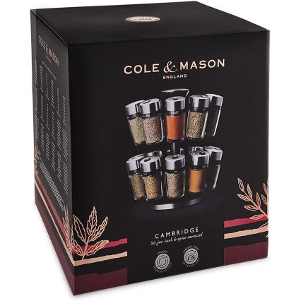 Cole&Mason - Prateleira rotativa com frascos de especiarias MASTER 21 pçs