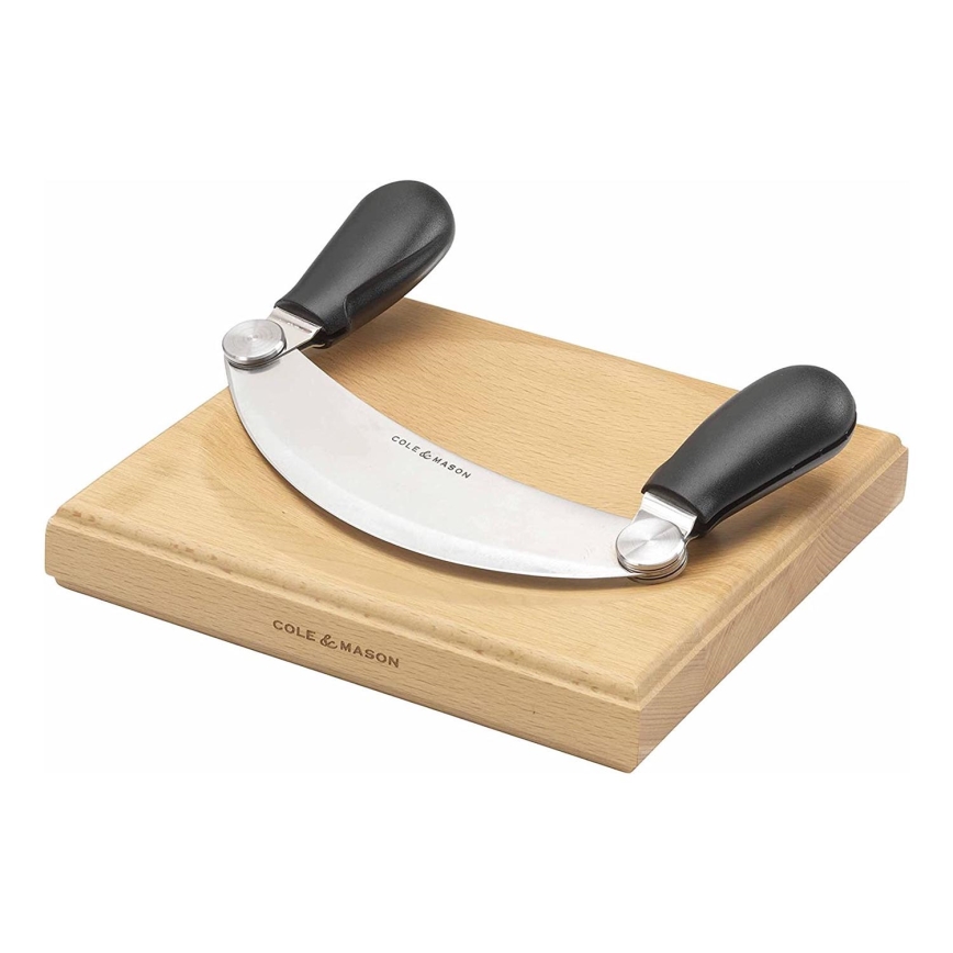 Cole&Mason - Tábua de cortar de cozinha e faca tipo cradle 21,5x51,5 cm faia