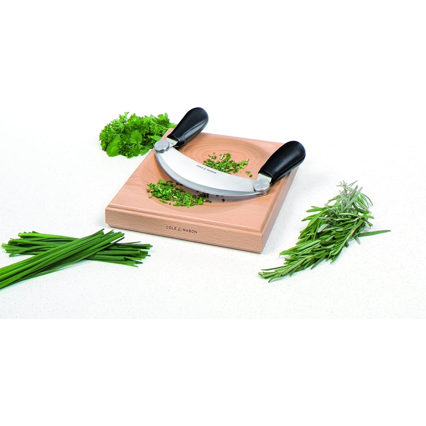 Cole&Mason - Tábua de cortar de cozinha e faca tipo cradle 21,5x51,5 cm faia