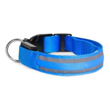Coleira de cão LED Recarregável 40-48 cm 1xCR2032/5V/40 mAh azul