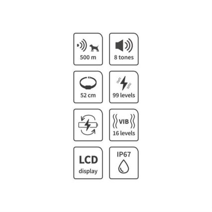 Coleira de treino elétrica para cães 52cm 500m 3,7V 300 mAh IP67