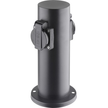 Coluna de tomada exterior 2x230V IP44 preta redonda