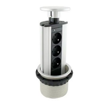 Coluna de tomadas com ficha de ligação, para tampo de mesa 3x230V