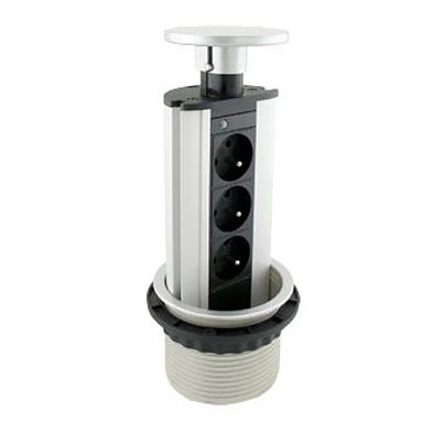 Coluna de tomadas com ficha de ligação, para tampo de mesa 3x230V