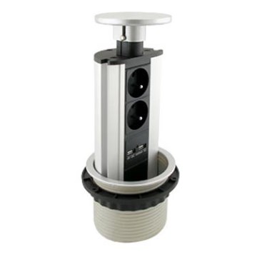 Coluna de tomadas com ligação por ficha, para tampo de mesa 2x230V + 2x USB