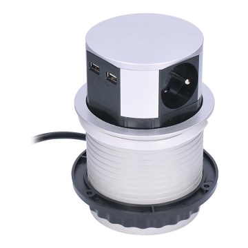 Coluna de tomadas para cima da mesa 2x230V + 2xUSB