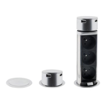 Coluna de tomadas para um tampo de mesa 3x230V