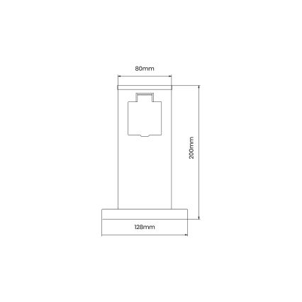 Coluna exterior com tomada 1Z SCHUKO 230V IP44 20 cm preto