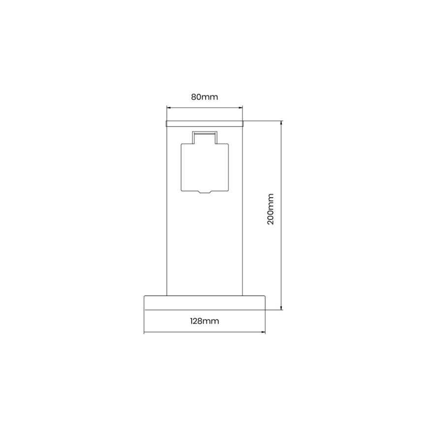 Coluna exterior com tomada 1Z SCHUKO 230V IP44 20 cm preto
