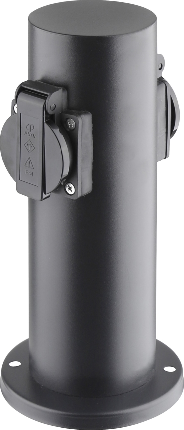 Coluna exterior com tomada 2Z 230V IP44 preto angular