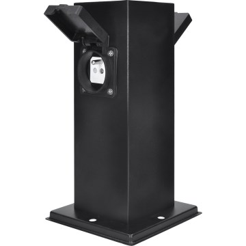 Coluna exterior com tomada 2Z 230V IP44 preto angular