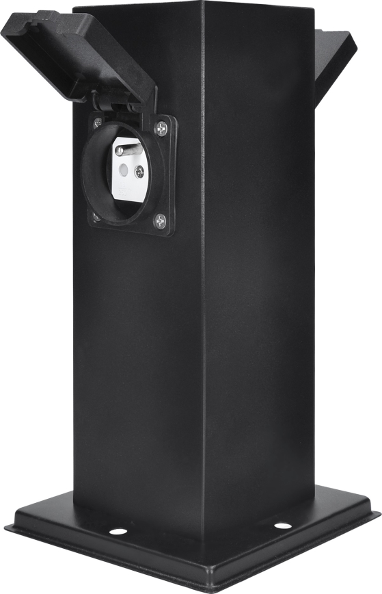 Coluna exterior com tomada 2Z 230V IP44 preto angular
