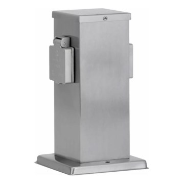 Coluna exterior com tomada 2Z SCHUKO 230V cromado mate IP44
