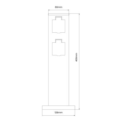 Coluna exterior com tomada 2Z SCHUKO 230V IP44 40 cm preto