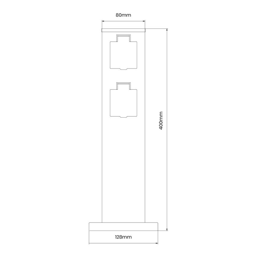 Coluna exterior com tomada 2Z SCHUKO 230V IP44 40 cm preto