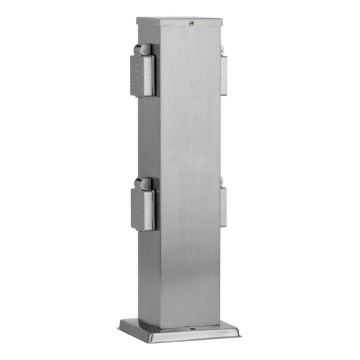 Coluna exterior com tomada 4Z SCHUKO 230V cromado mate IP44