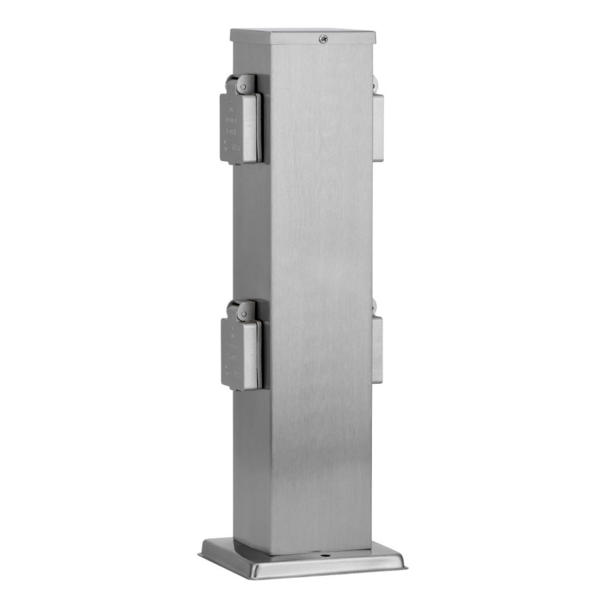 Coluna exterior com tomada 4Z SCHUKO 230V cromado mate IP44