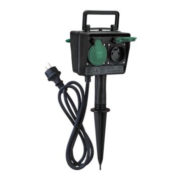 Coluna exterior de jardim com tomadas IP44 + cabo de borracha 1,5 m
