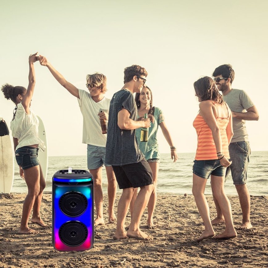Coluna LED RGB com microfone 400W/2400 mAh + comando