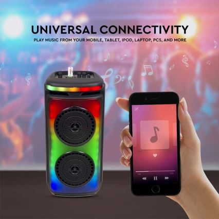 Coluna LED RGB com microfone 400W/2400 mAh + comando