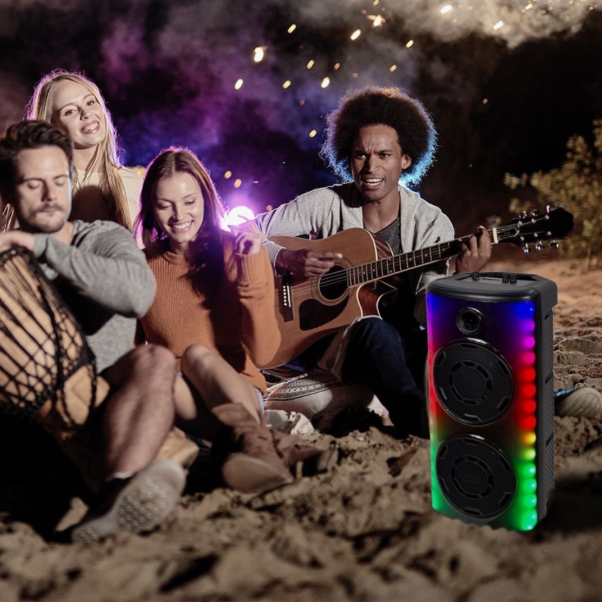 Coluna LED RGB com microfone 600W/2400 mAh + comando