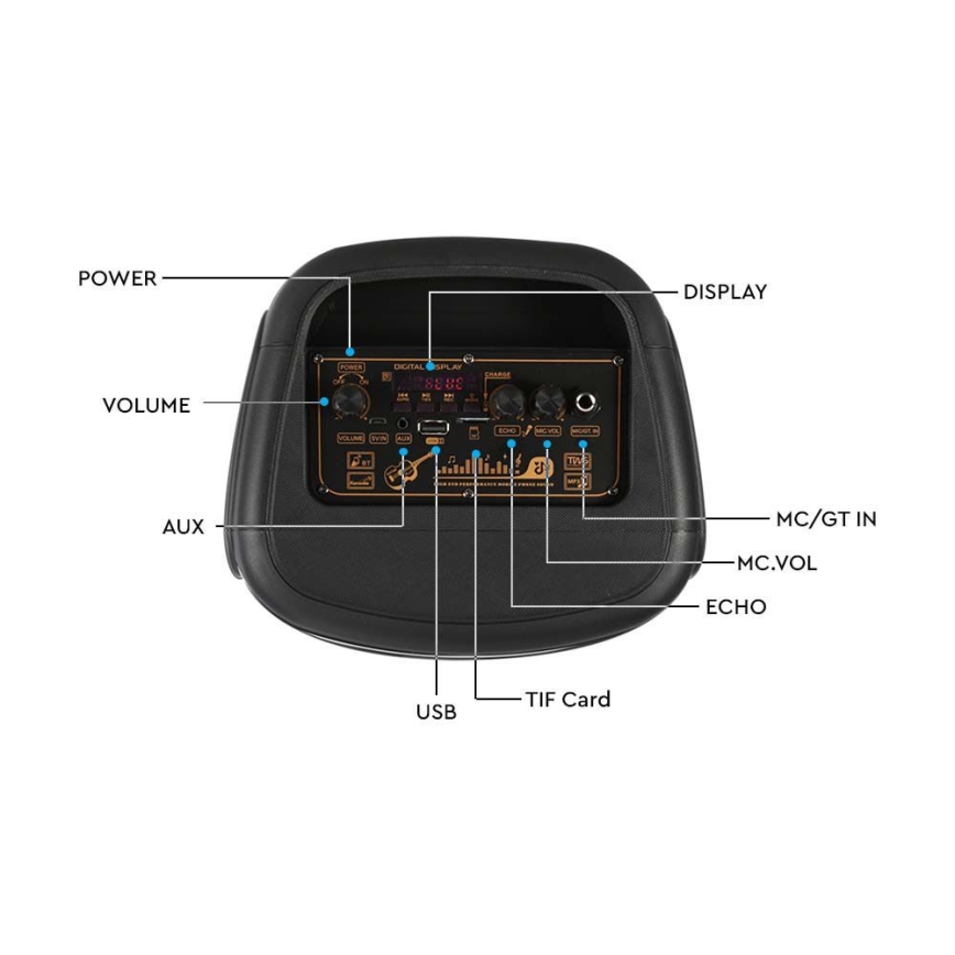 Coluna de som recarregável LED RGB com microfone 400W/2400 mAh + controlo remoto